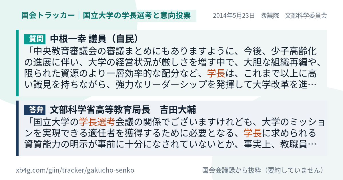 質問と答弁のカード