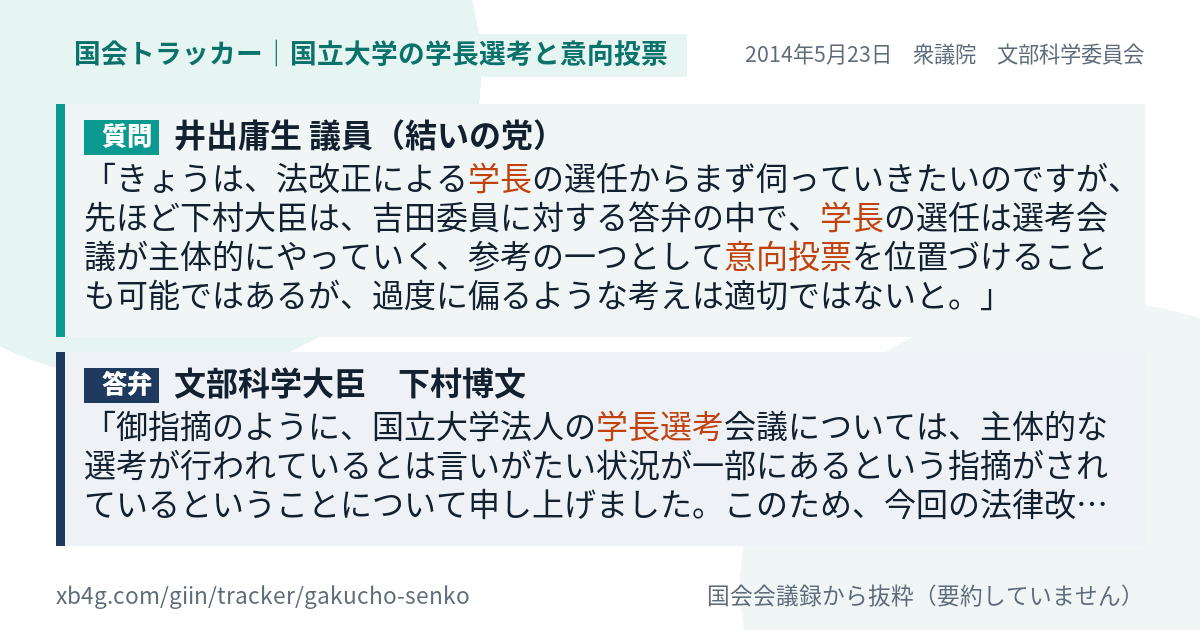 質問と答弁のカード