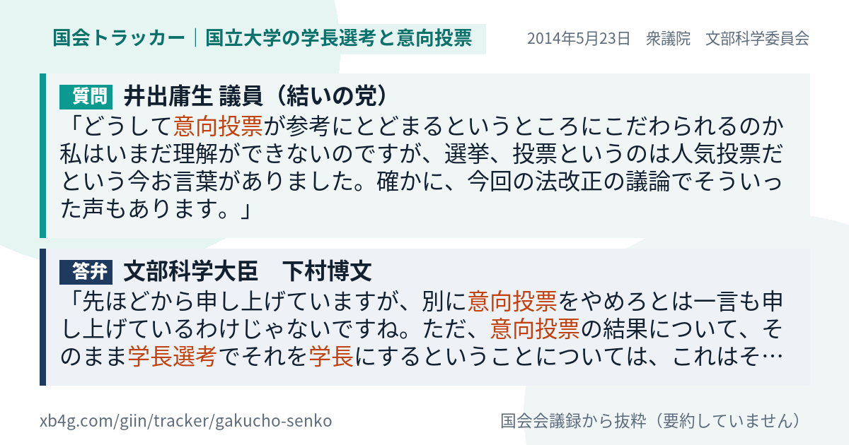 質問と答弁のカード