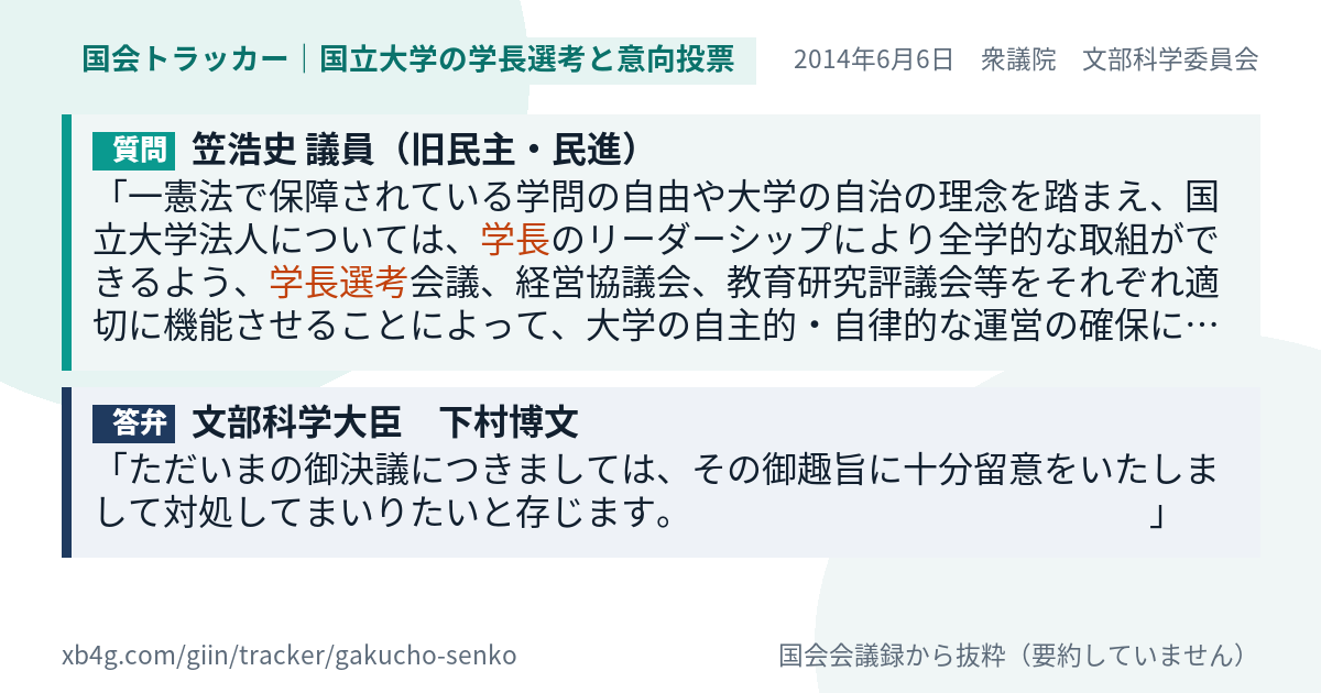 質問と答弁のカード