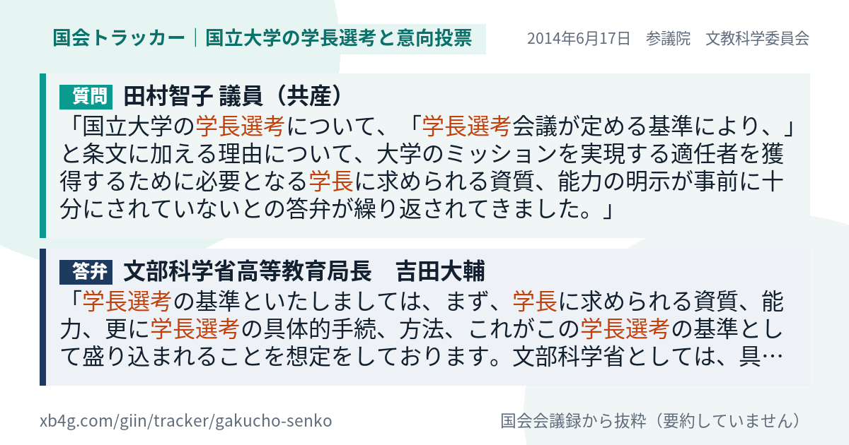 質問と答弁のカード