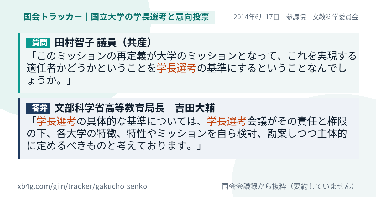 質問と答弁のカード