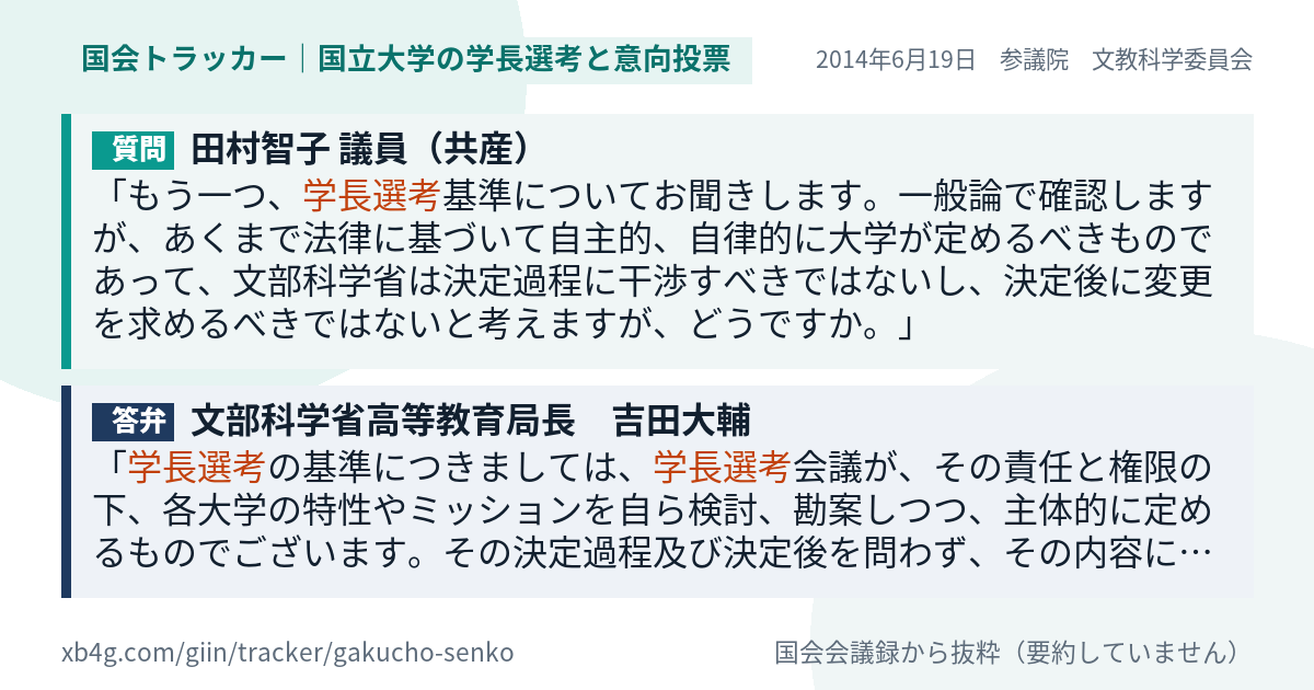 質問と答弁のカード