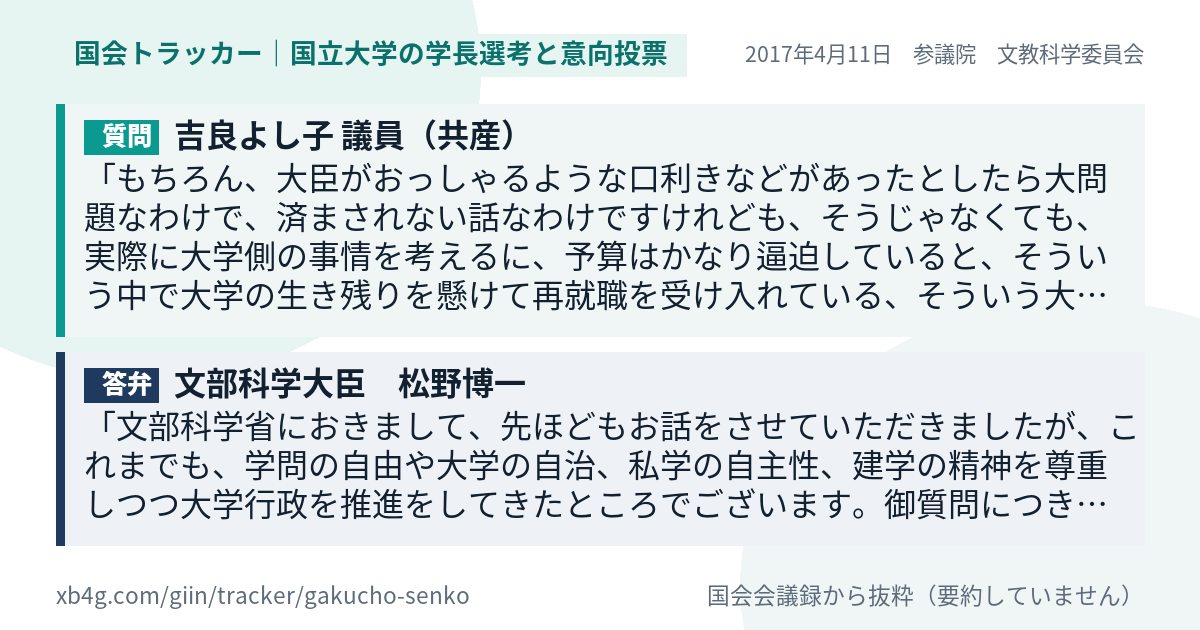 質問と答弁のカード