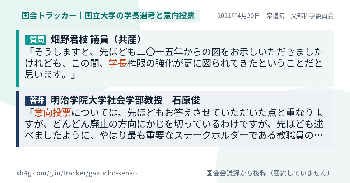 質問と答弁のカード