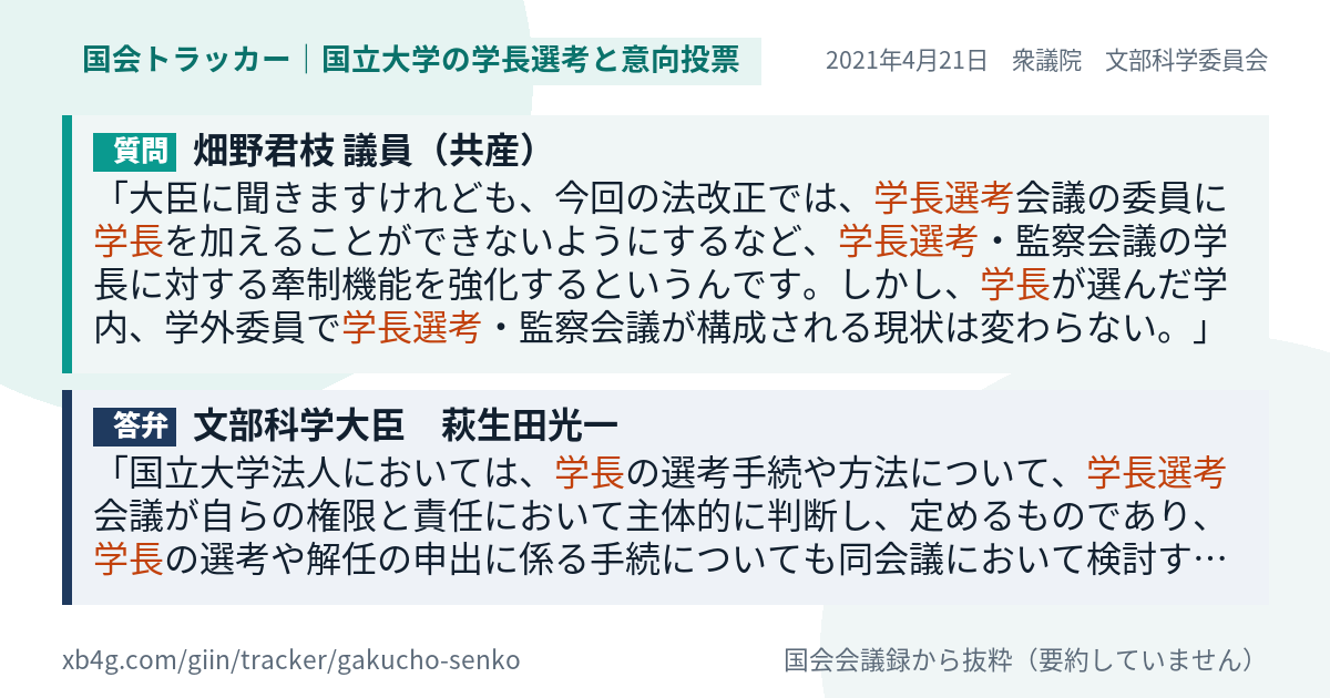 質問と答弁のカード