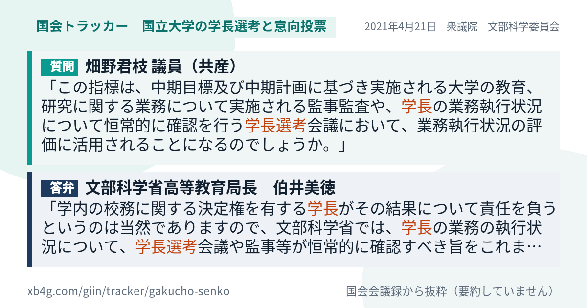 質問と答弁のカード