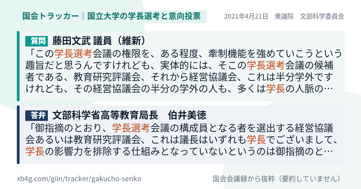 質問と答弁のカード