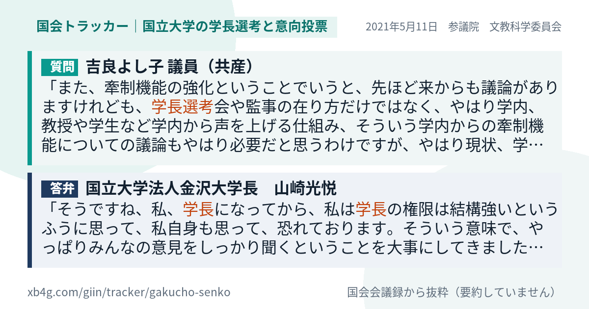 質問と答弁のカード