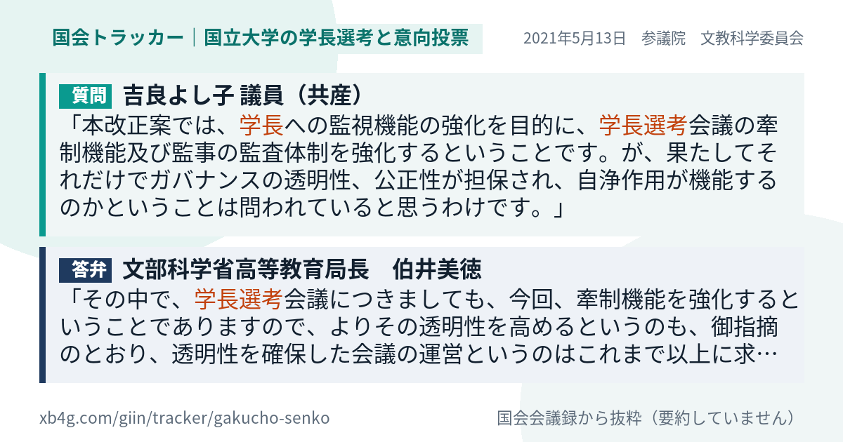 質問と答弁のカード