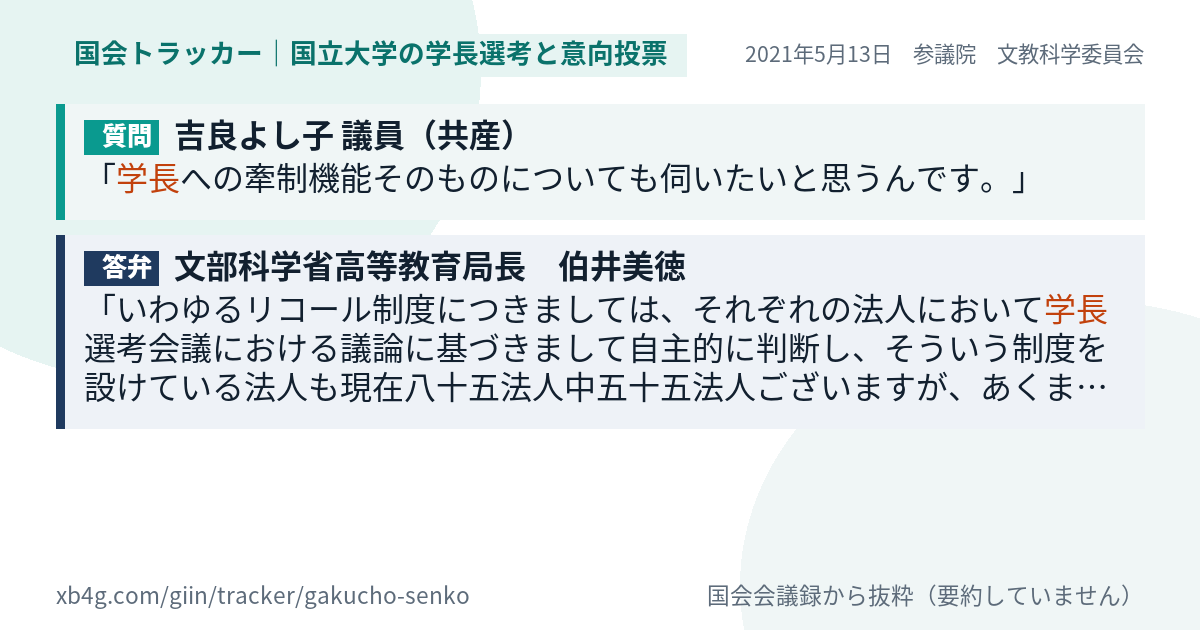 質問と答弁のカード