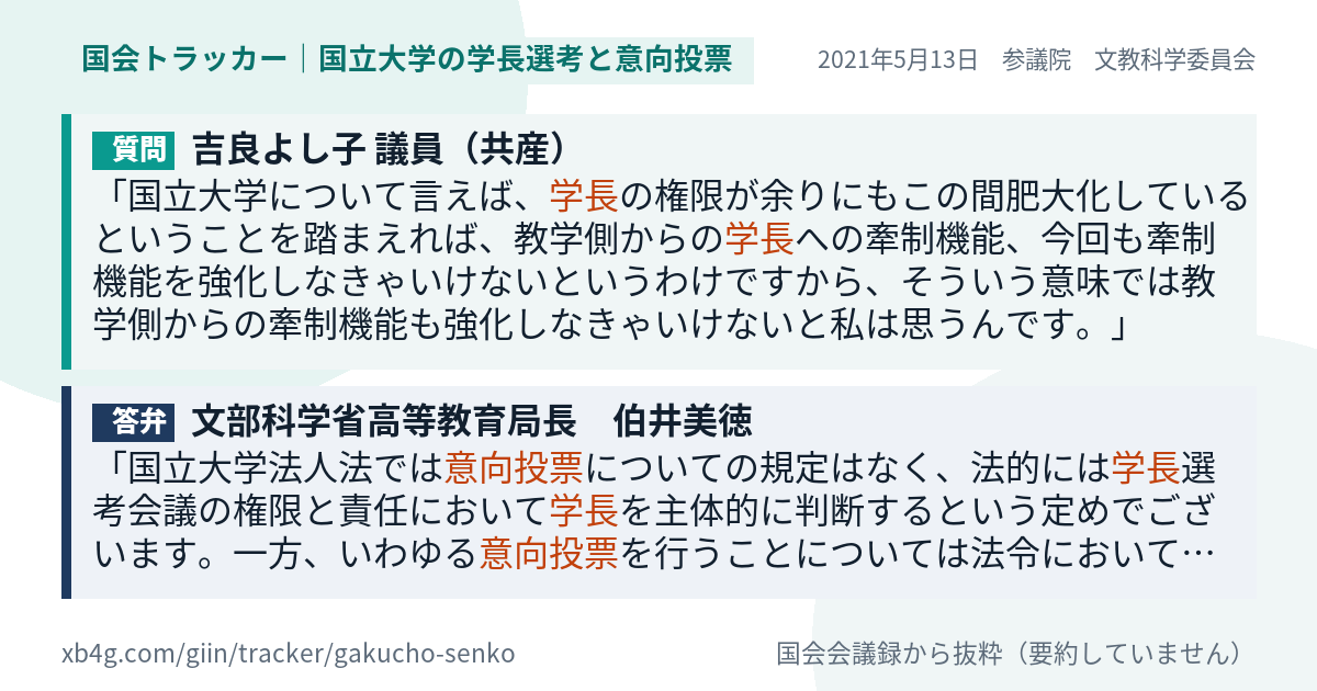 質問と答弁のカード