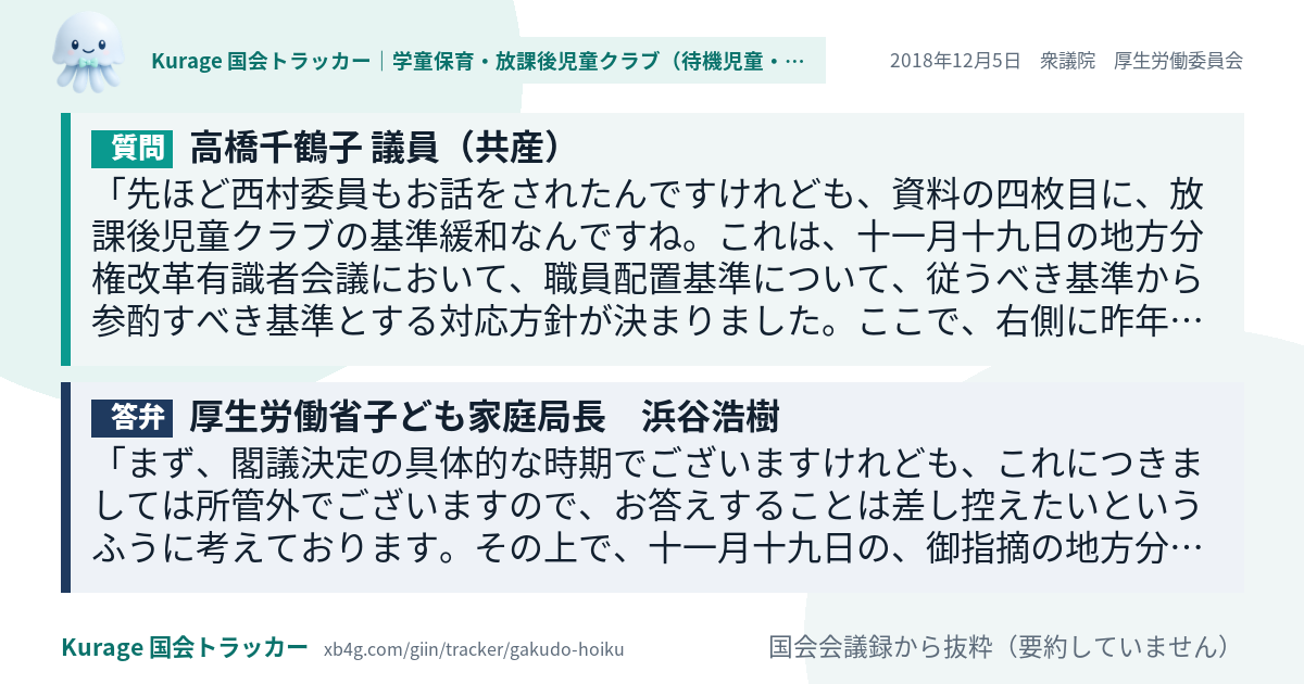 質問と答弁のカード