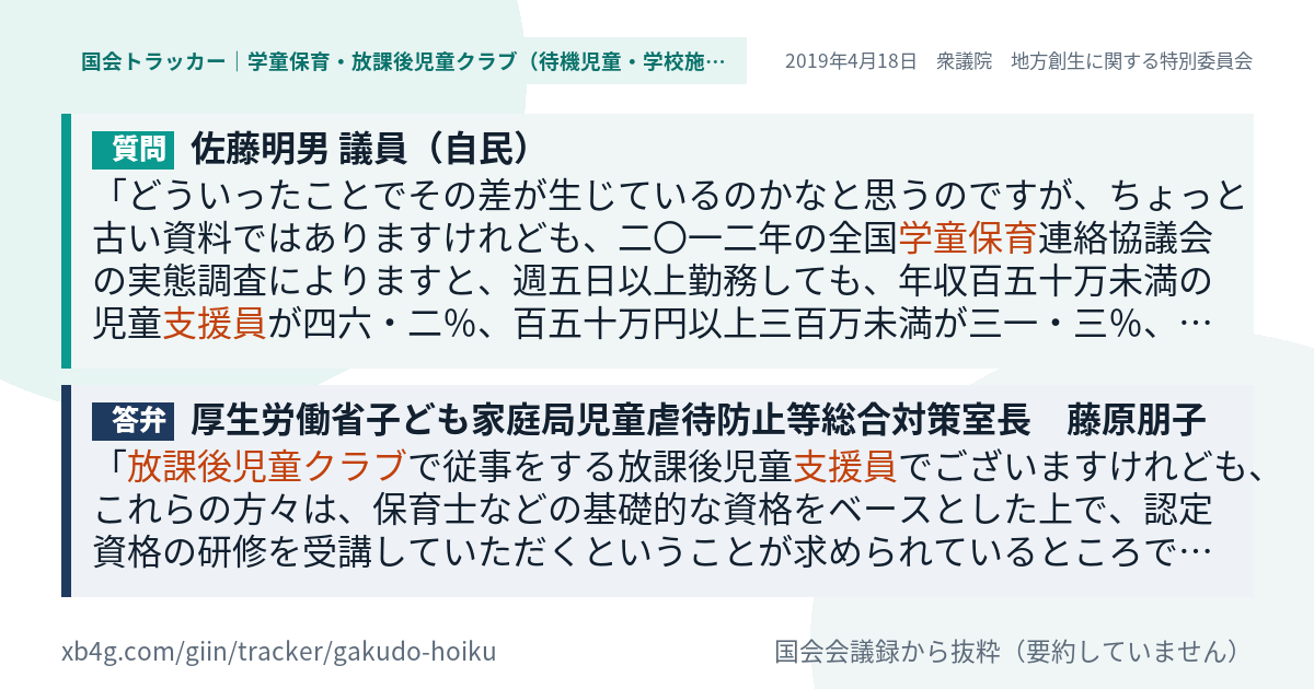 質問と答弁のカード