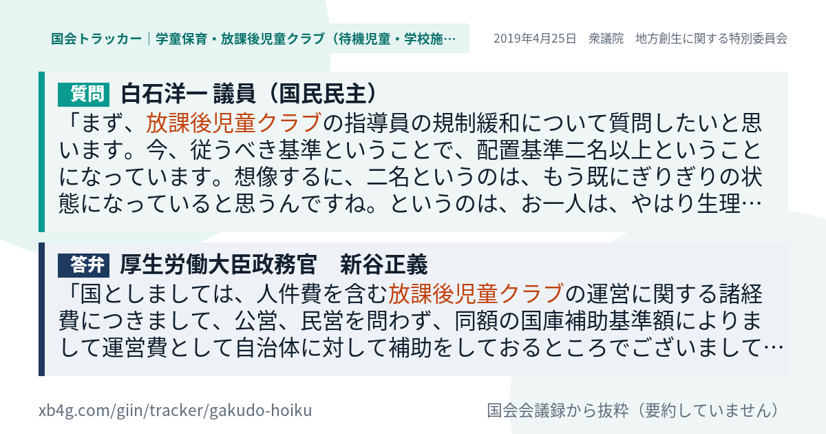 質問と答弁のカード