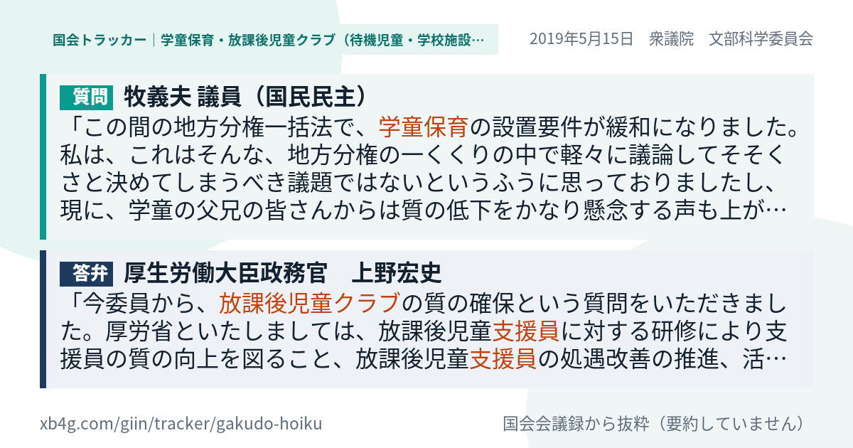 質問と答弁のカード