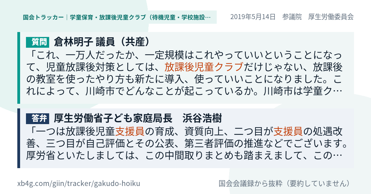 質問と答弁のカード