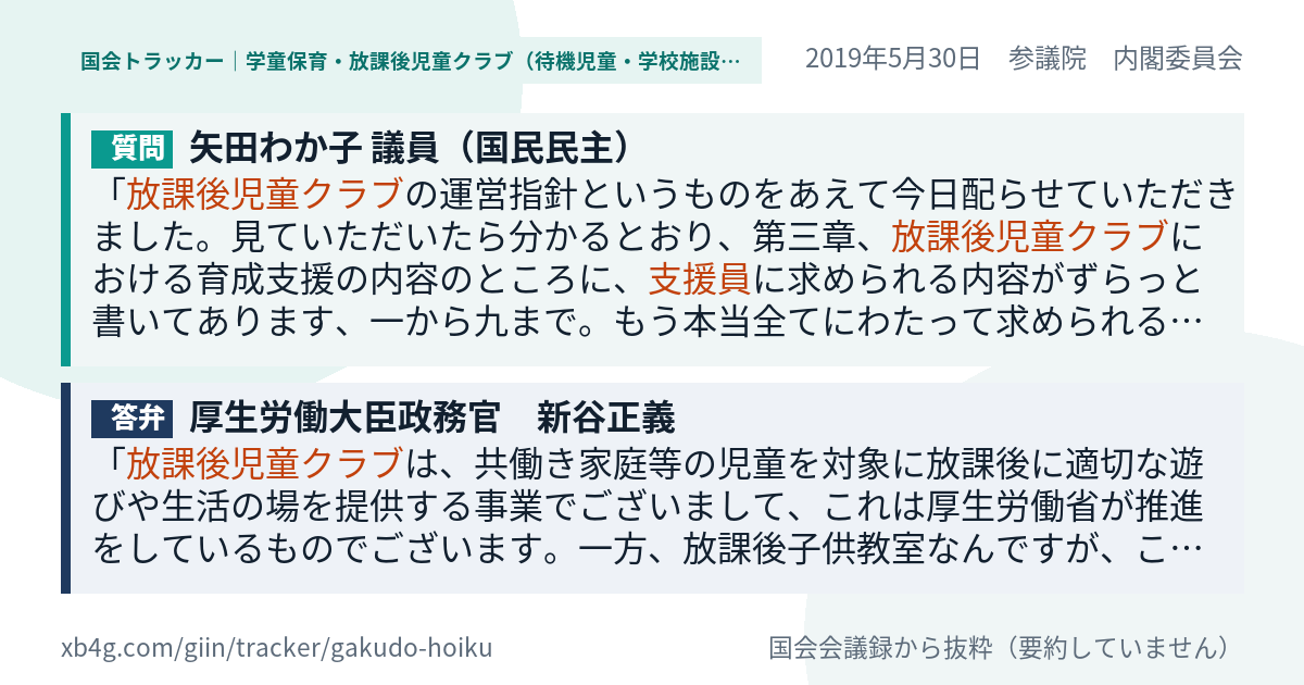 質問と答弁のカード