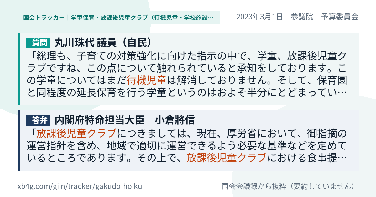 質問と答弁のカード