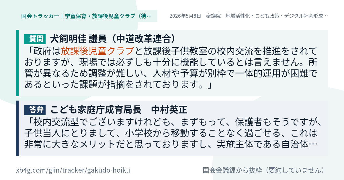 質問と答弁のカード