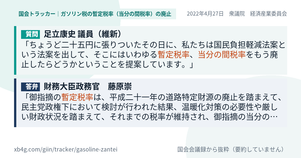 質問と答弁のカード