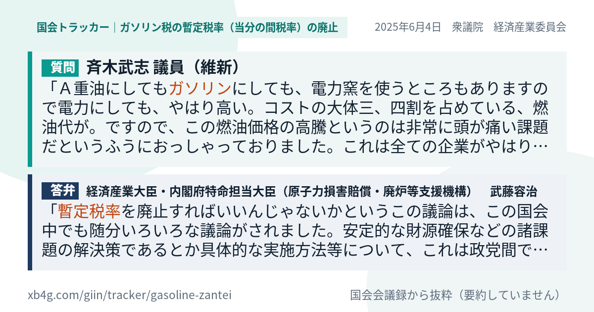 質問と答弁のカード