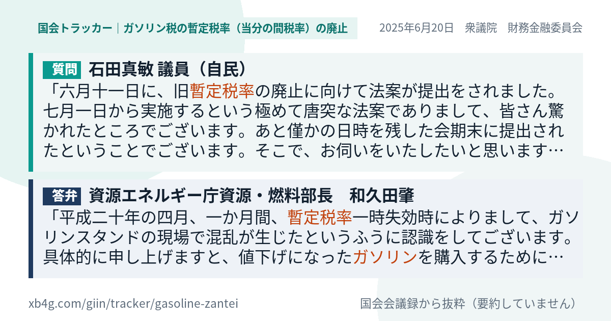 質問と答弁のカード