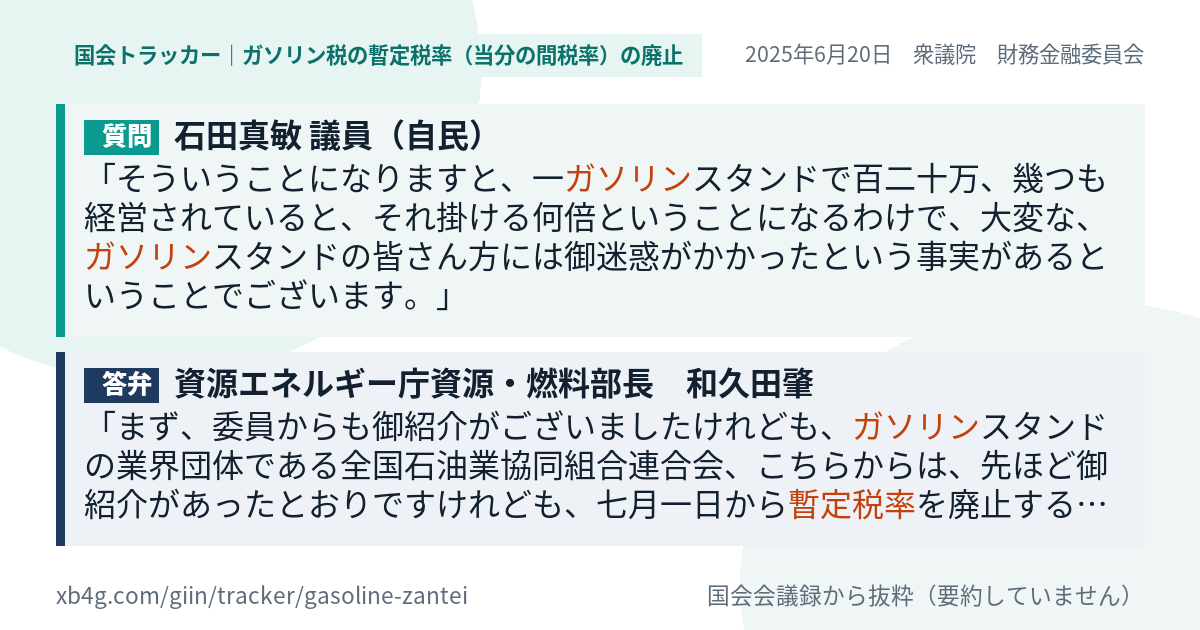 質問と答弁のカード