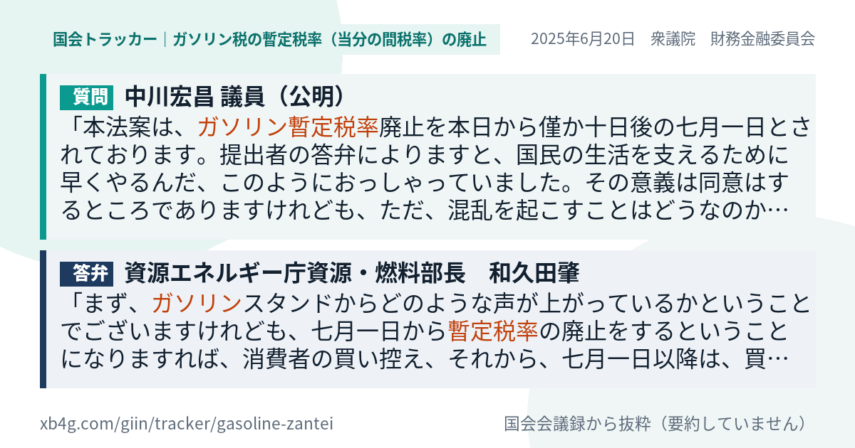 質問と答弁のカード