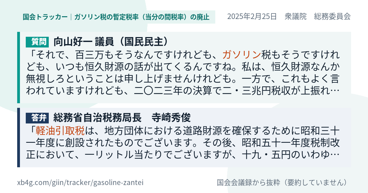 質問と答弁のカード