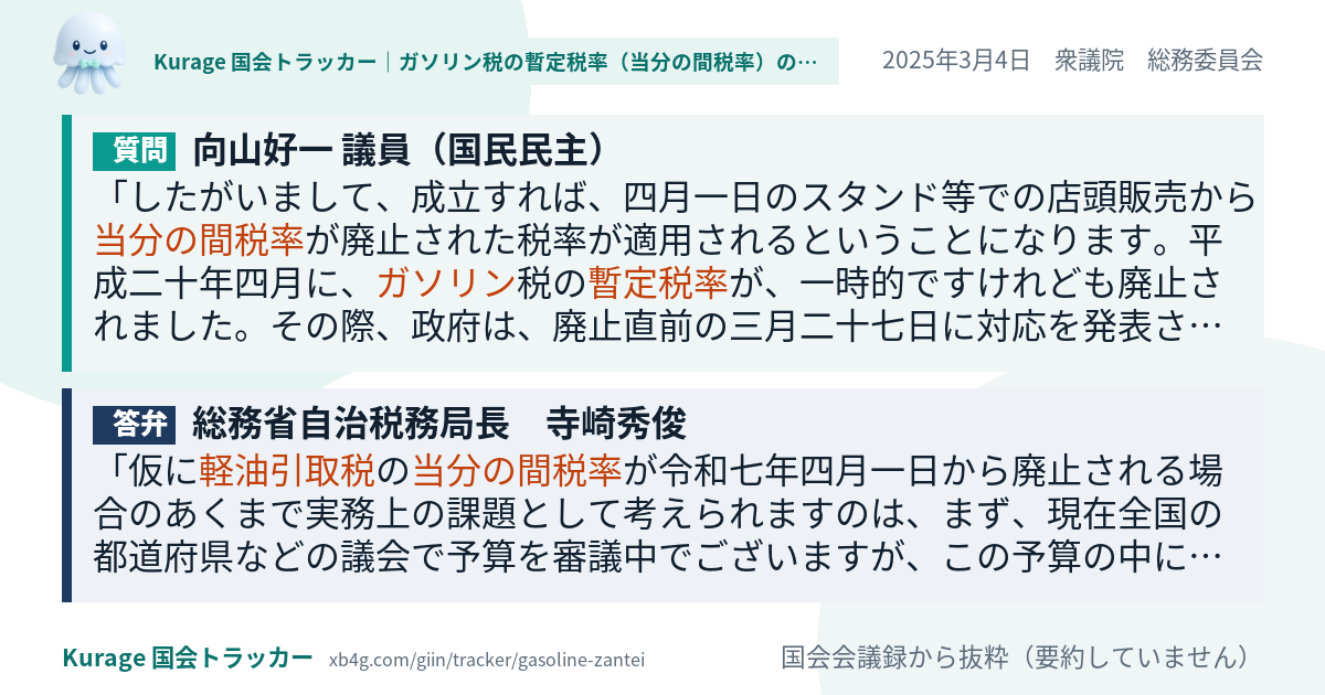 質問と答弁のカード