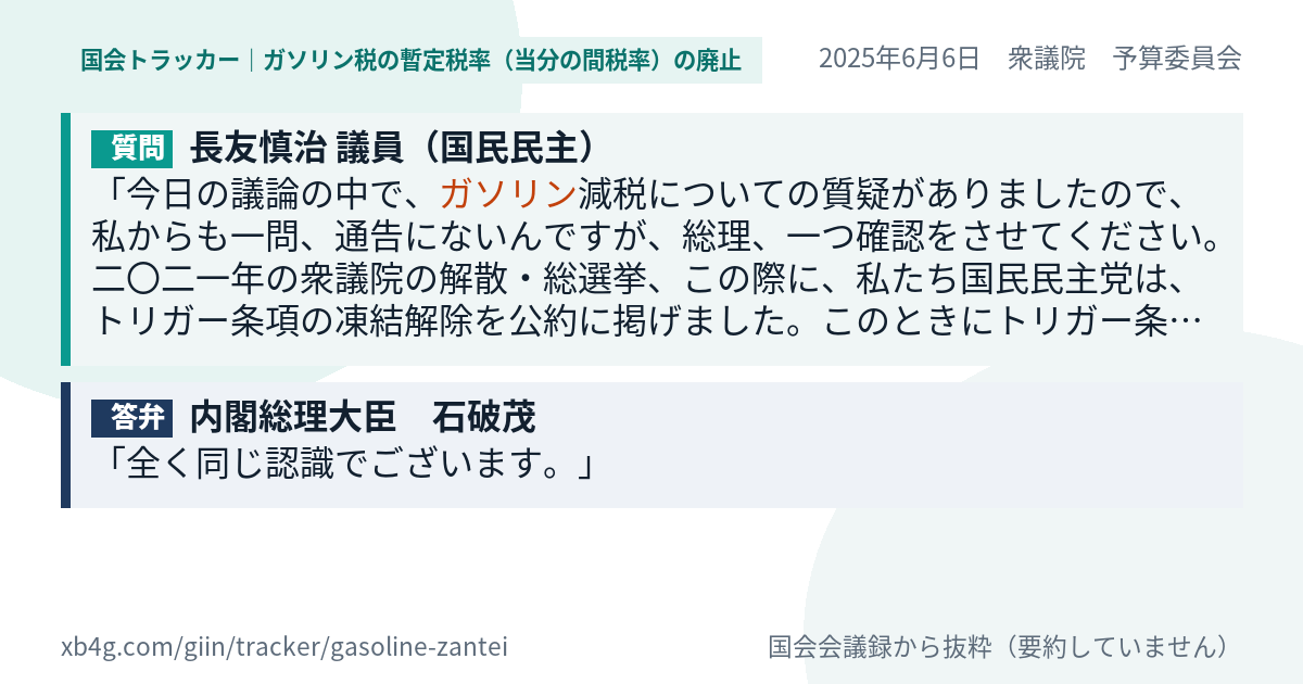 質問と答弁のカード