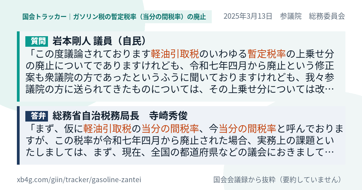 質問と答弁のカード