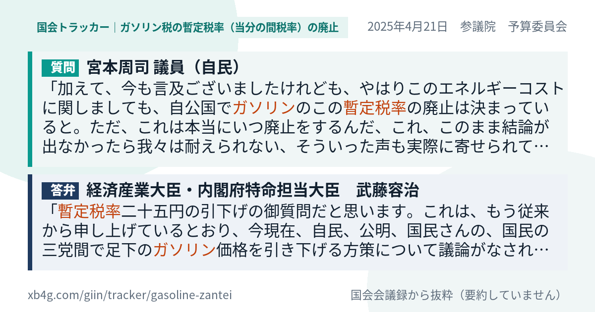 質問と答弁のカード