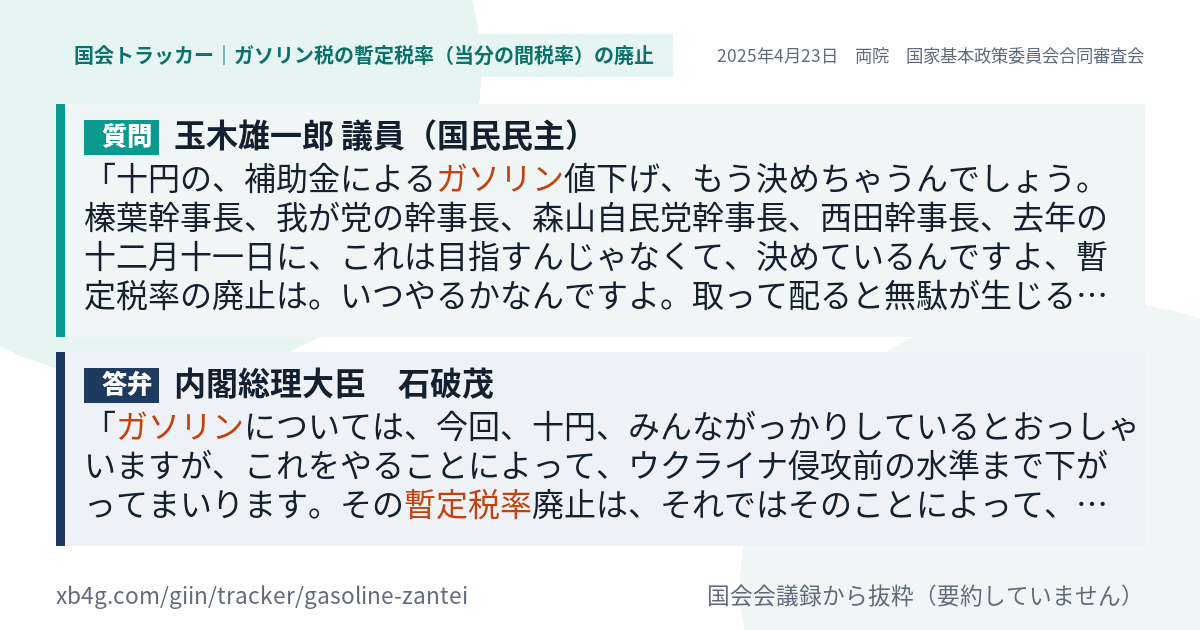 質問と答弁のカード