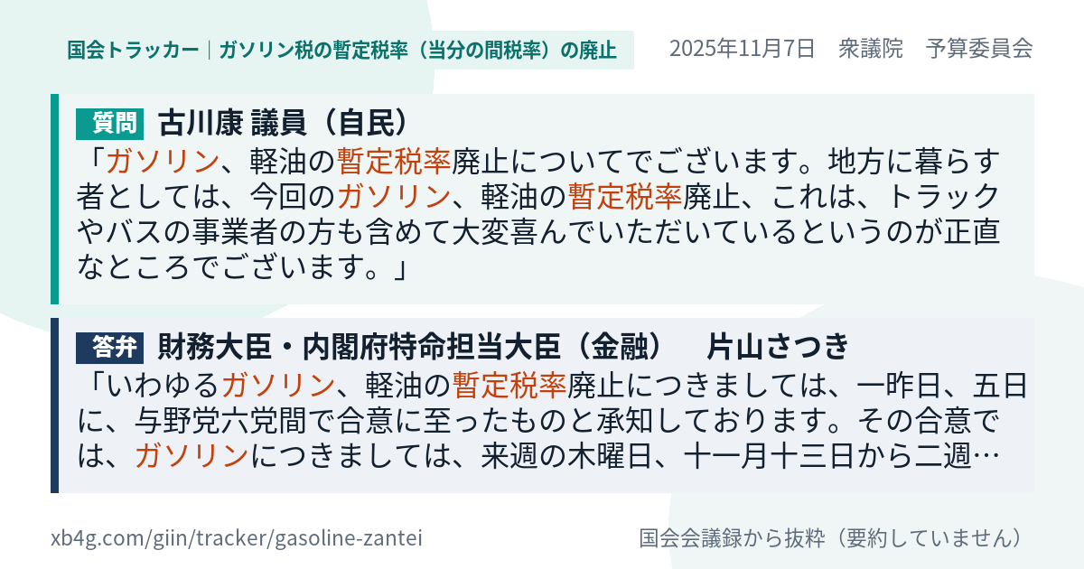 質問と答弁のカード