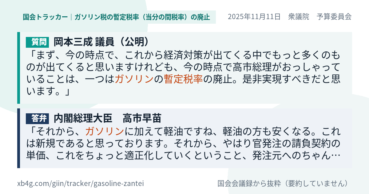 質問と答弁のカード