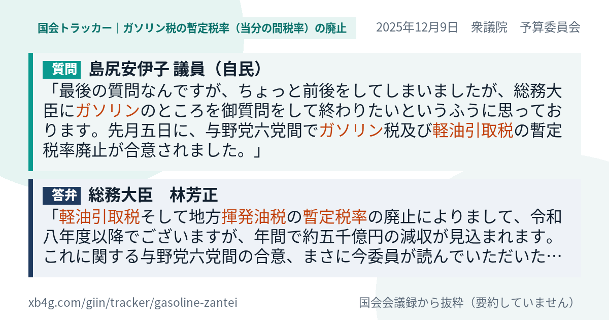 質問と答弁のカード