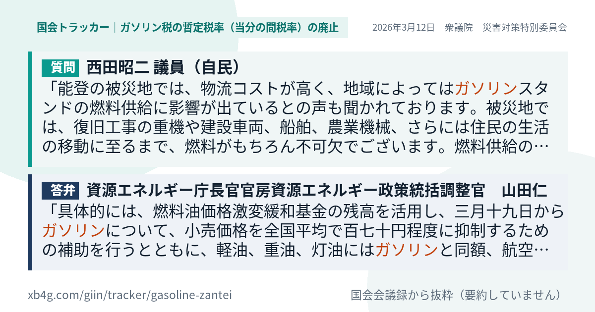 質問と答弁のカード