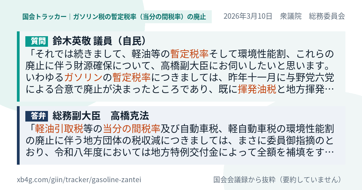 質問と答弁のカード