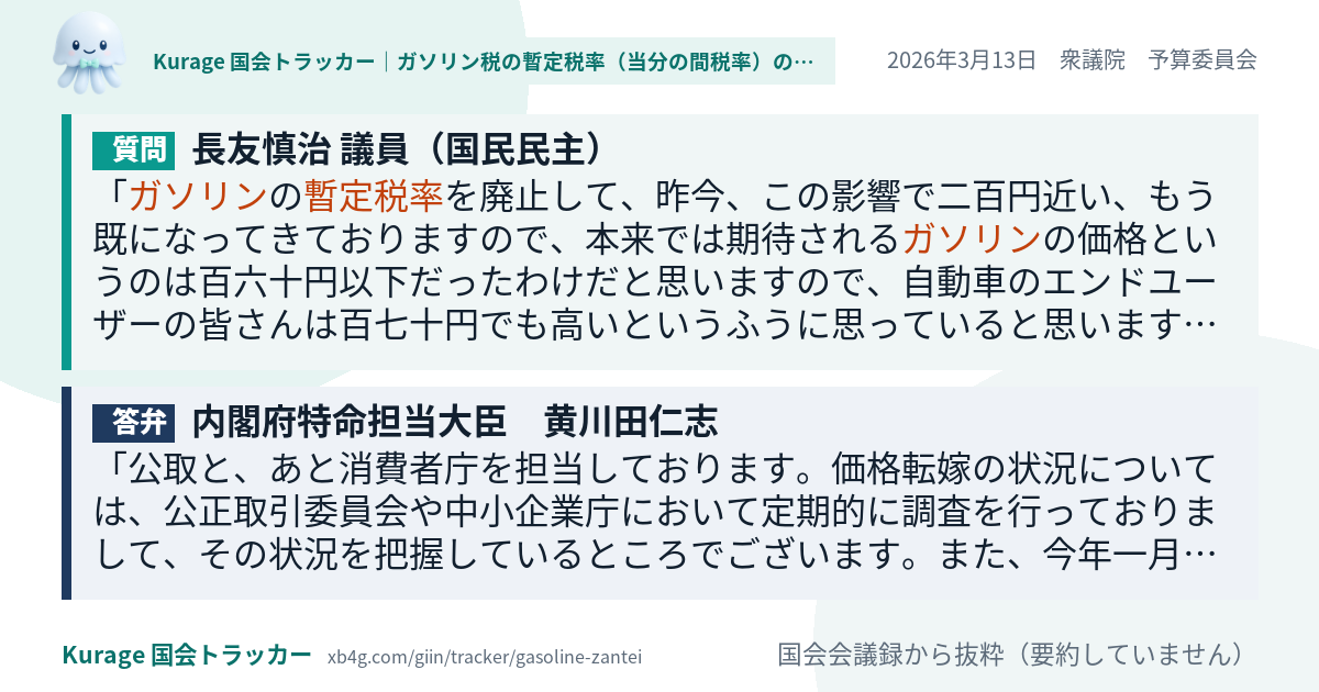 質問と答弁のカード