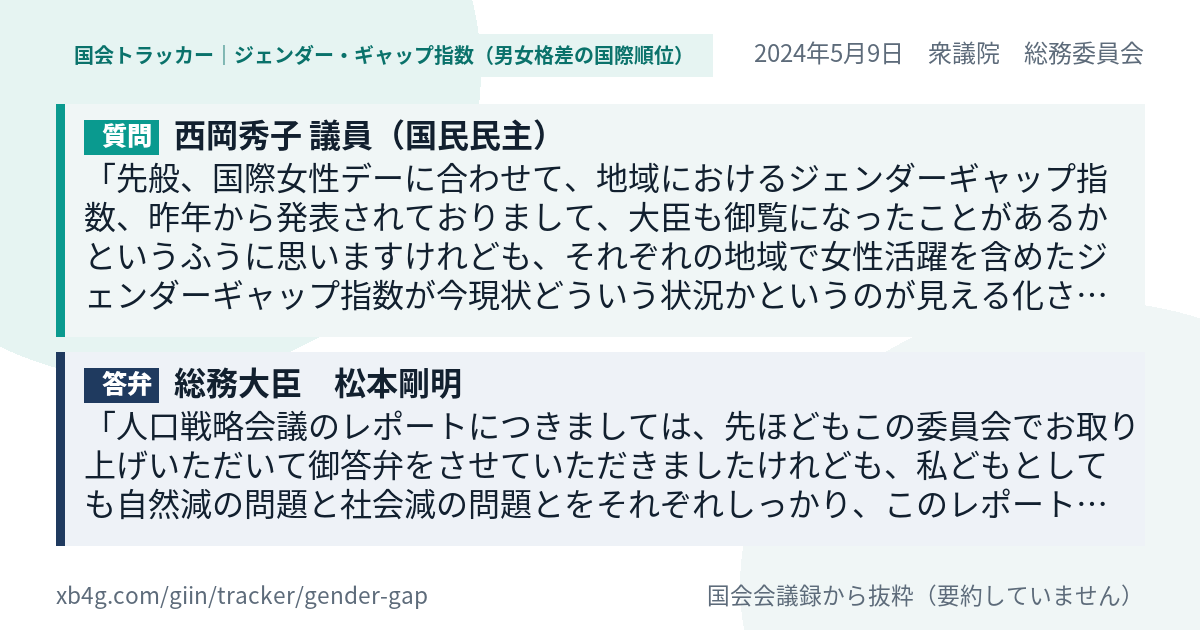 質問と答弁のカード