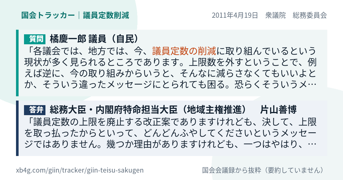 質問と答弁のカード