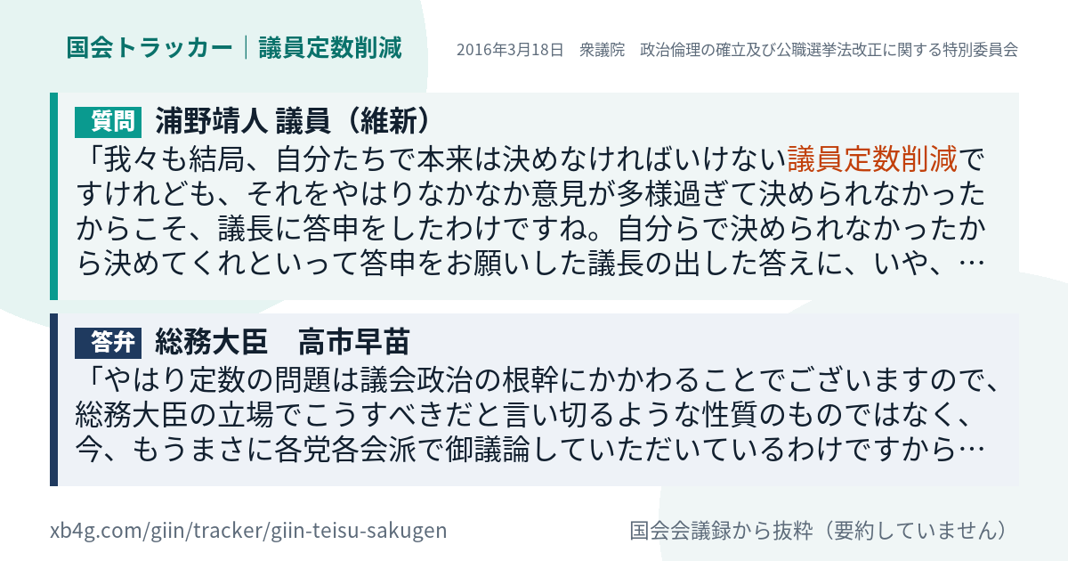 質問と答弁のカード
