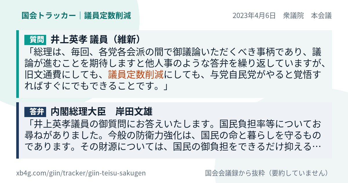 質問と答弁のカード