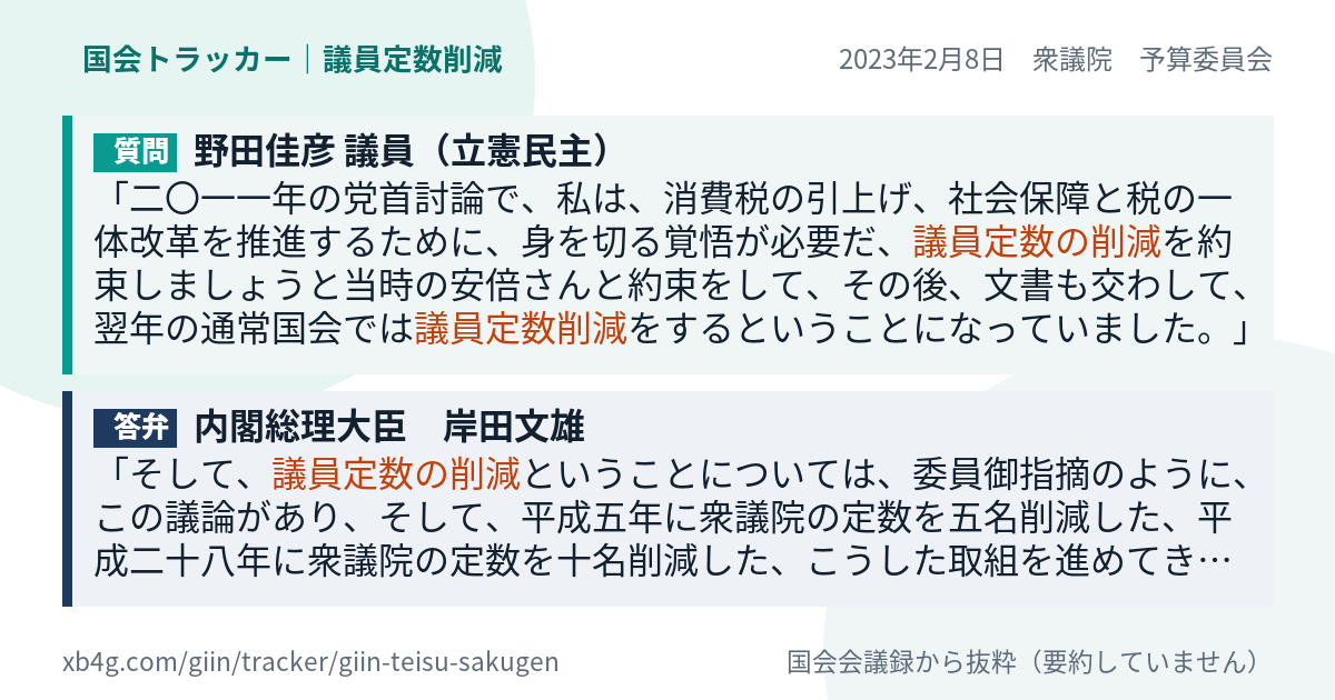 質問と答弁のカード