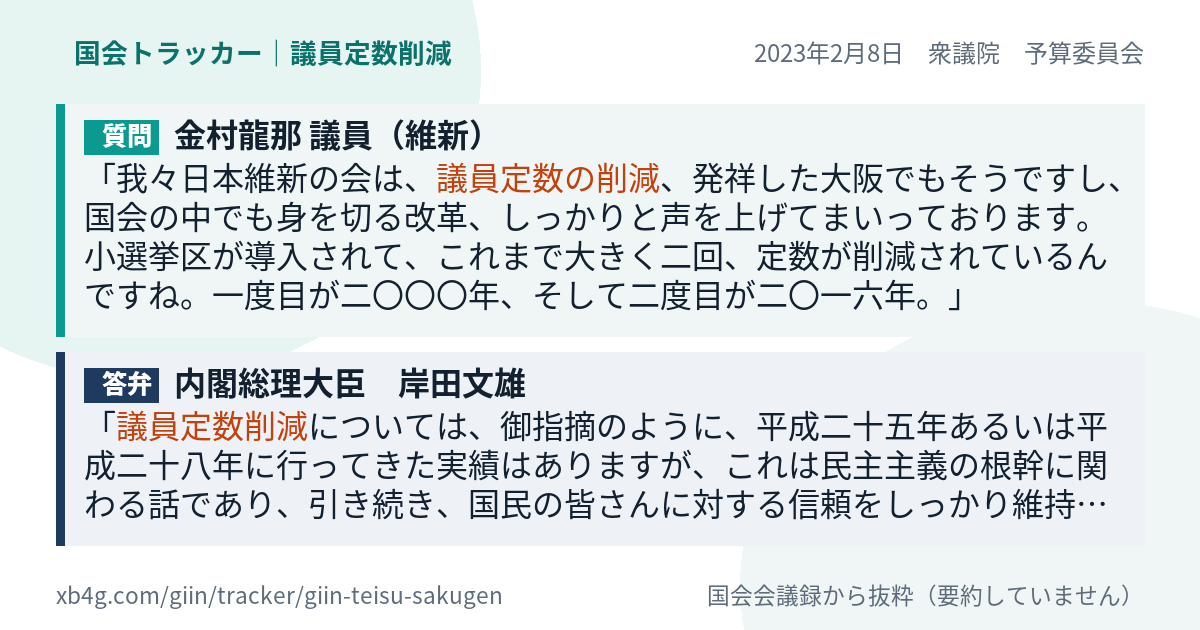 質問と答弁のカード