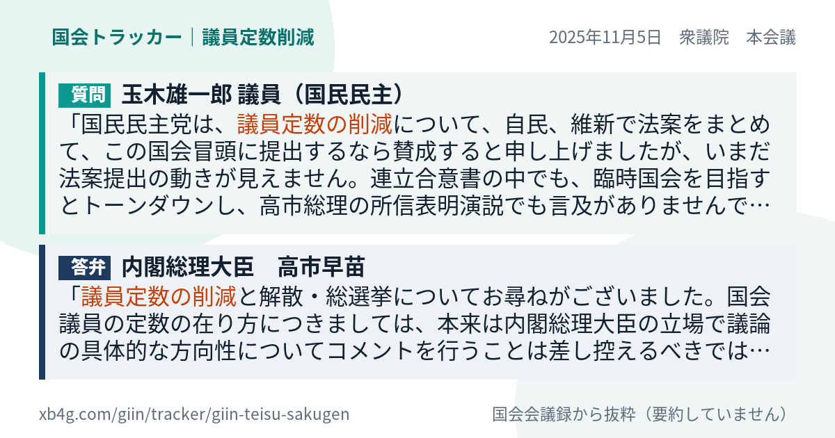 質問と答弁のカード