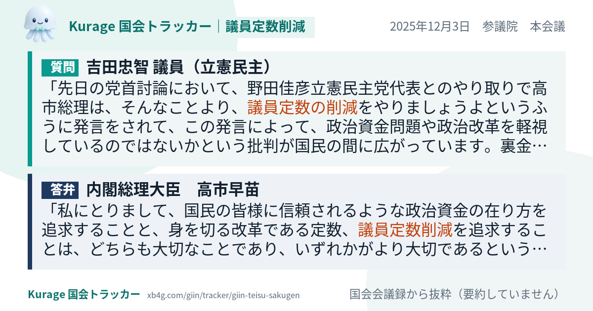 質問と答弁のカード
