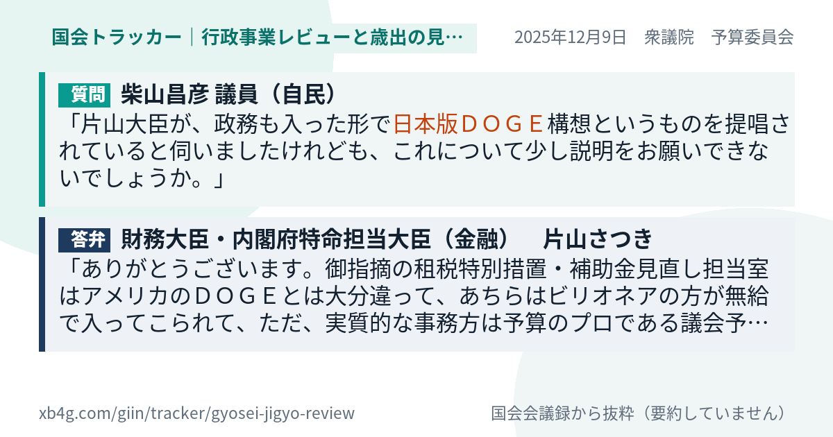 質問と答弁のカード